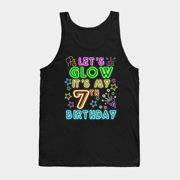 Let's Glow Party It's My 7th Birthday Unicorn Tank Top by ruffianlouse